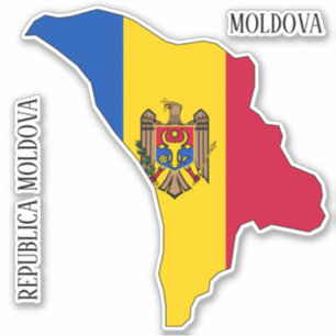 Pegatina Mapa patriótico con bandera de Moldavia