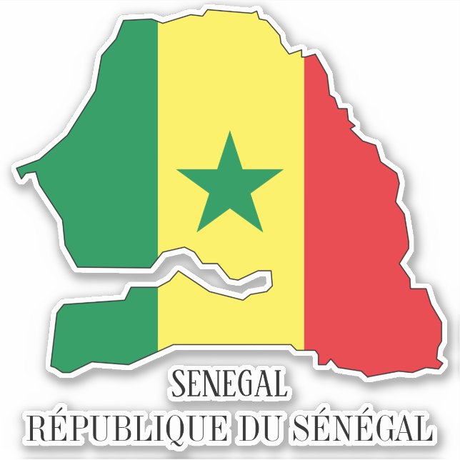 Pegatina Mapa patriótico con bandera de Senegal (Anverso)
