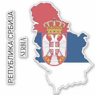 Pegatina Mapa patriótico con bandera de Serbia