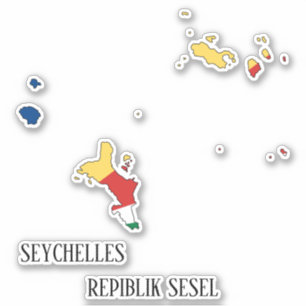 Pegatina Mapa patriótico con bandera de Seychelles