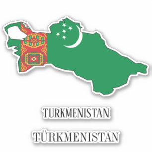 Pegatina Mapa patriótico con bandera de Turkmenistán