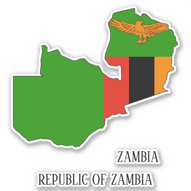 Pegatina Mapa patriótico con bandera de Zambia (Anverso)