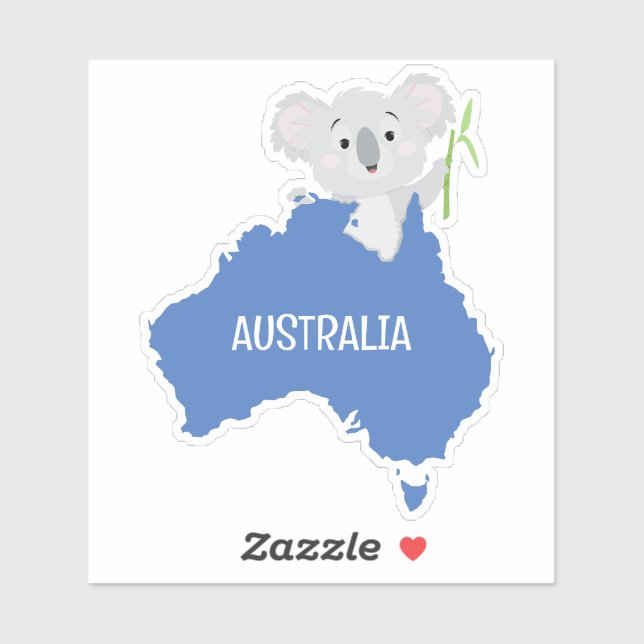 Pegatina Mapa personalizado de Australia con Grey Koala (Hoja)