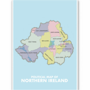 Pegatina Mapa Político De Irlanda Del Norte.
