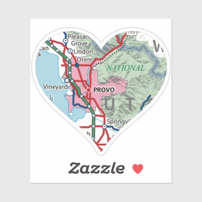 Pegatina Mapa Provo Utah (Hoja)