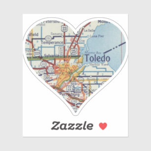 Pegatina Mapa retro de Heart Toledo OH