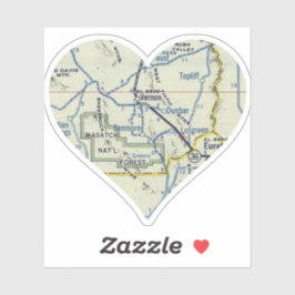 Pegatina Mapa retro de Heart Vernon Utah