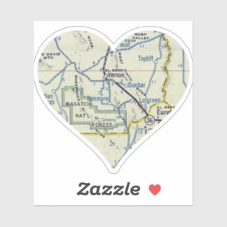 Pegatina Mapa retro de Heart Vernon Utah