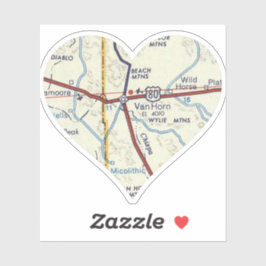 Pegatina Mapa retro de Van Horn Texas