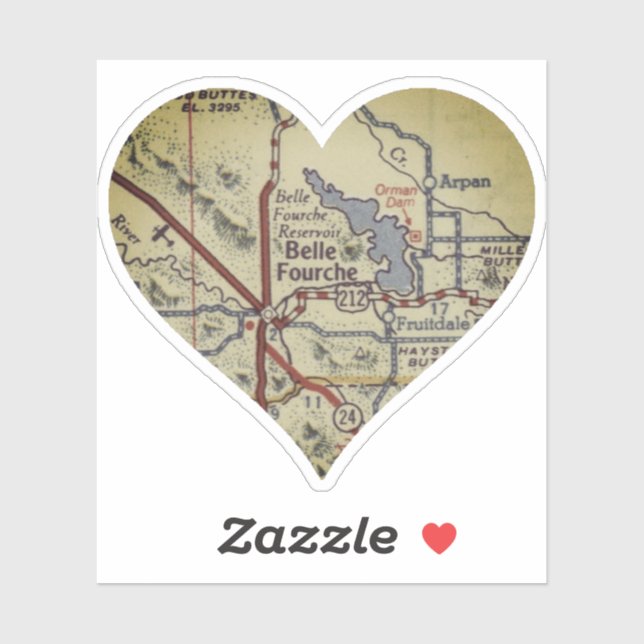 Pegatina Mapa SD de la vieja Belle Fourche (Hoja)