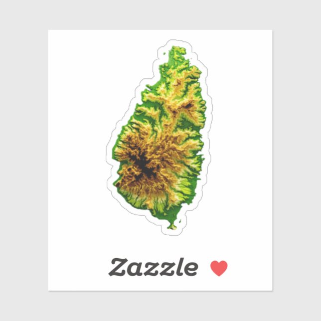 Pegatina Mapa verde de Santa Lucía (Hoja)