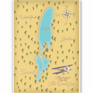 Pegatina Mapa vintage del Mar Muerto