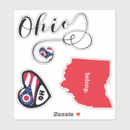 Pegatina Mapa y bandera del estado de Ohio 3 diferentes Peg