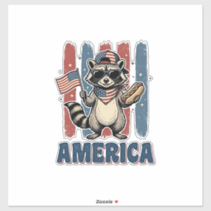 Pegatina Mapache Patriótico América Diseño de Camiseta Vint