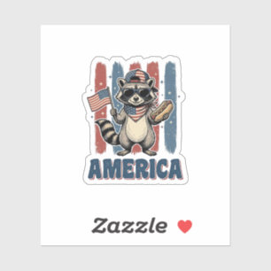 Pegatina Mapache Patriótico América Diseño de Camiseta Vint