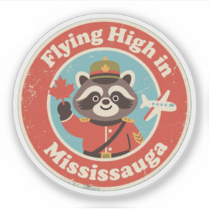 Pegatina Mapache Volador Retro Mississauga