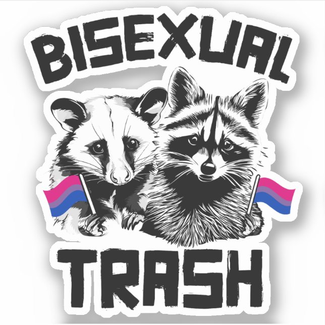 Pegatina Mapache y zarigüeya basura bisexuales (Anverso)