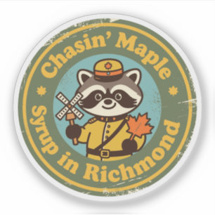 Pegatina Maple Syrup Raccoon Antiguo de Richmond