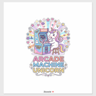 Pegatina Máquina de Arcade de Unicornio Arte de Unicornio L