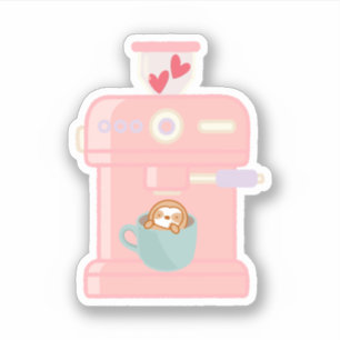 Pegatina Máquina de café expreso linda perezoso