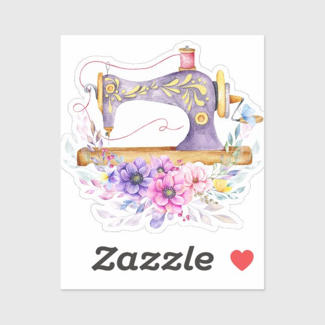 Pegatina Máquina de coser (Hoja)