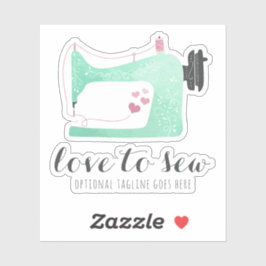 Pegatina Máquina de coser acuarela Shabby Chic Name Logo