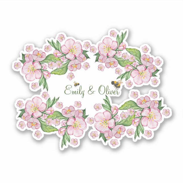 Pegatina Maravillosas acuarelas de manzanas y е (Anverso)