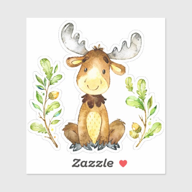 Pegatina Marco de brunch verde de alce para bebé (Hoja)