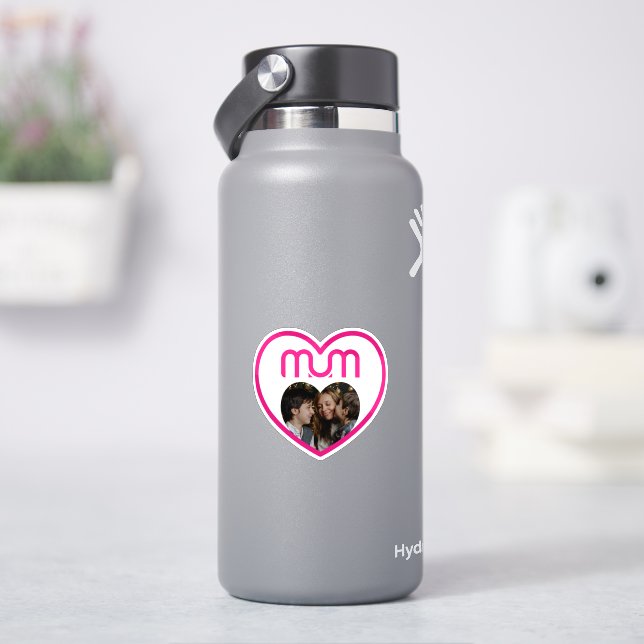Pegatina Marco de foto de amor MAMÁ Rosa (hidrofrasco)