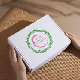 Pegatina Marco rosado de santa de época por navidad de coro