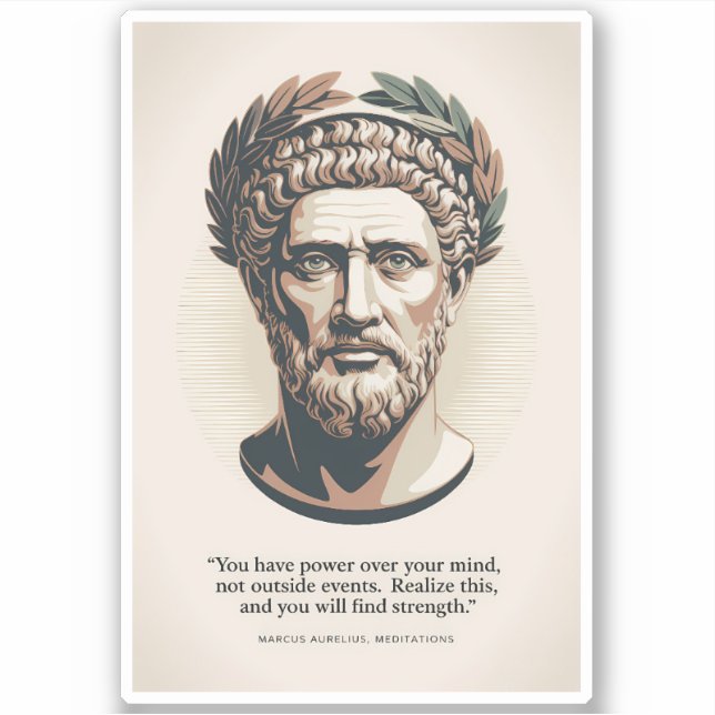 Pegatina Marcus Aurelius Meditations Quote Illustration Art (Anverso)