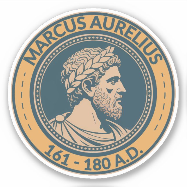 Pegatina Marcus Aurelius Roman Emperor Illustration Badge (Anverso)