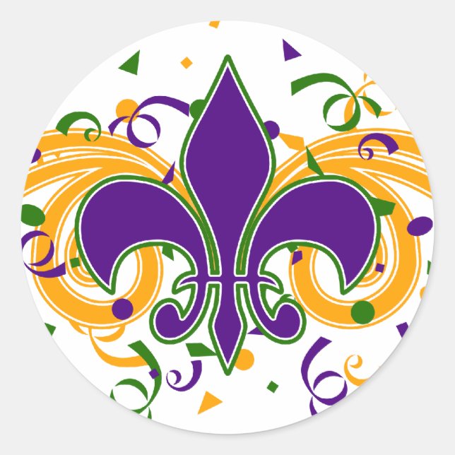 Pegatina Mardi Gras Fleur-de-Lis (Anverso)