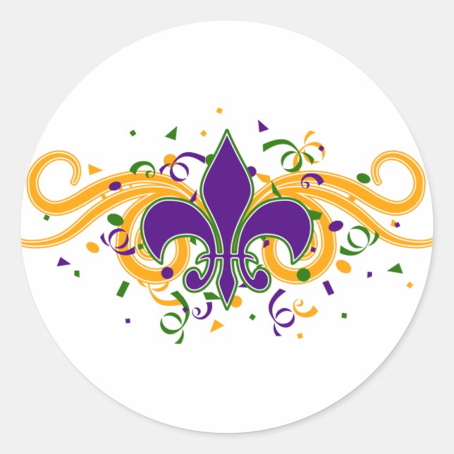 Pegatina Mardi Gras Fleur-de-Lis (Anverso)