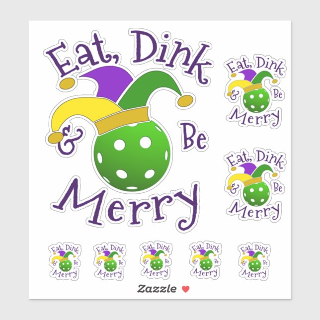 Pegatina Mardi Gras Pickleball Come Dink Be Merry (Hoja)