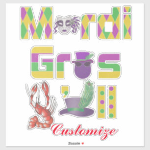 Pegatina Mardi Gras Y'all Thunder_Cove