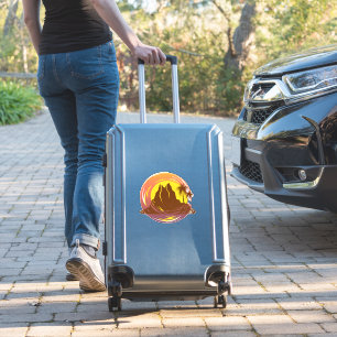 Pegatina Margen con el paisaje volcánico tropical y palmera