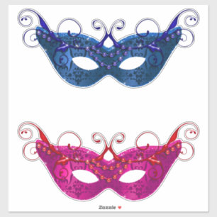 Pegatina Mari Gras Mascarillas Bebidas