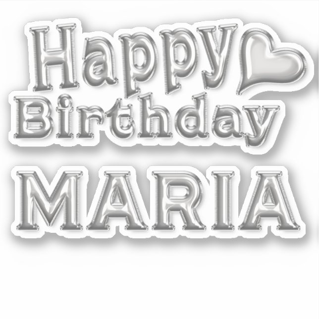 Pegatina Maria Happy Birthday silver Aufkleber Sticker (Anverso)