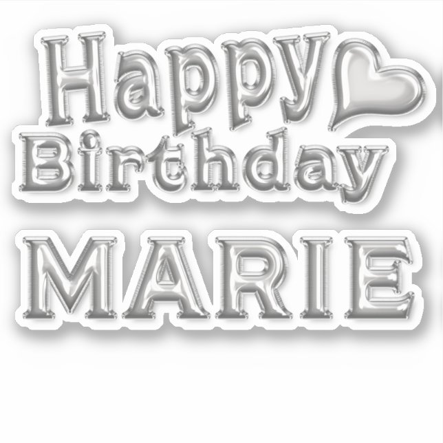 Pegatina Marie Happy Birthday silver Aufkleber Sticker (Anverso)