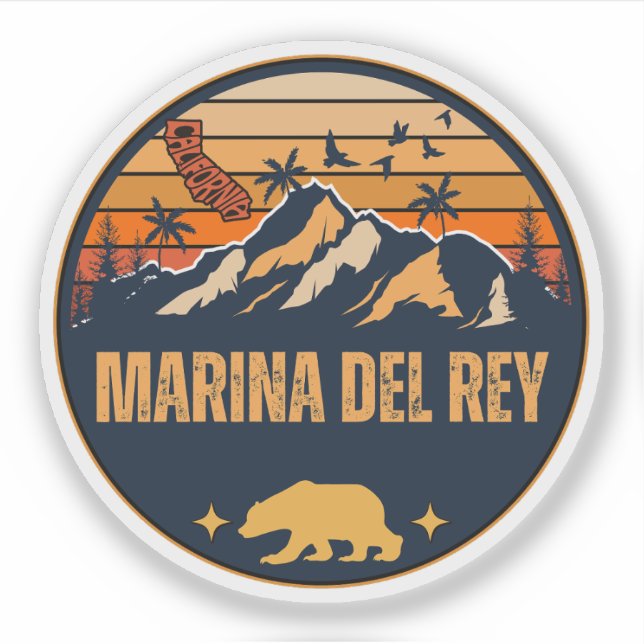 Pegatina Marina del Rey, California (Anverso)
