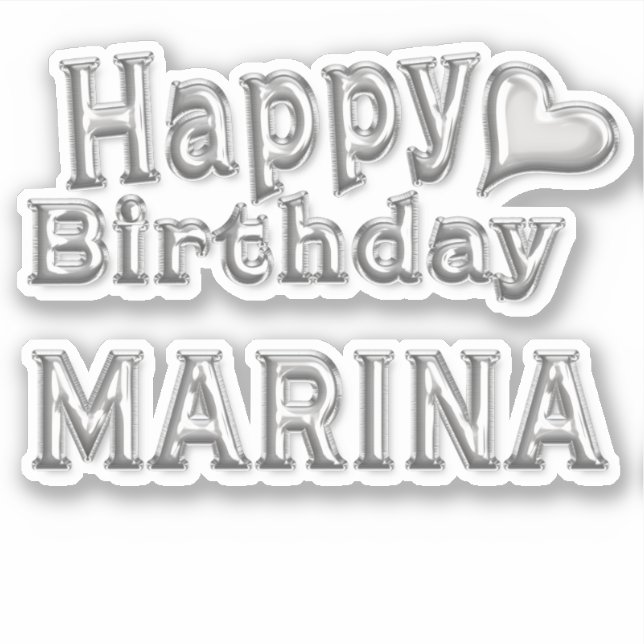 Pegatina Marina Happy Birthday silver Aufkleber Sticker (Anverso)