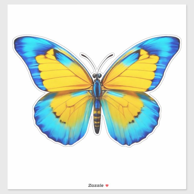 Pegatina Mariposa amarillo-azul (Hoja)