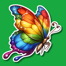 Pegatina Mariposa arco iris en vuelo a prueba de agua