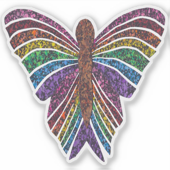 Pegatina Mariposa Arcoíris - Sticker (Anverso)