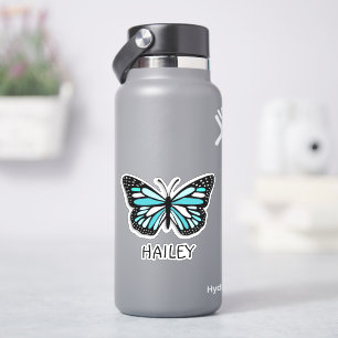 Pegatina Mariposa azul de bonito y nombre personalizado