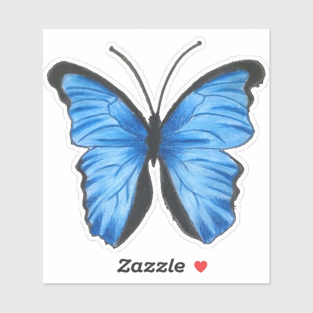 Pegatina Mariposa azul personalizado (Hoja)