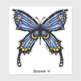 Pegatina Mariposa azul pixelada