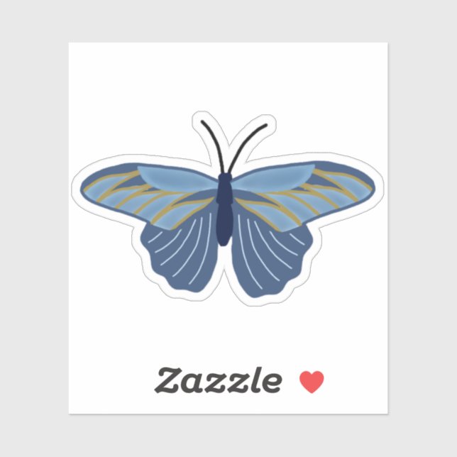 Pegatina Mariposa azul y dorada (Hoja)