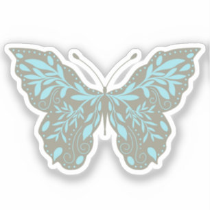 Pegatina Mariposa Botánica Aqua Elegante